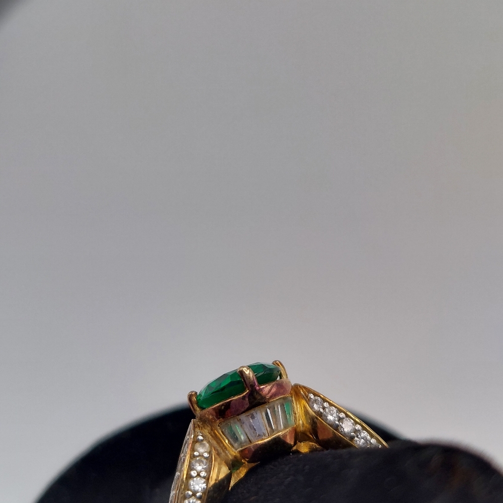 Vintage GOS 925 Faceted Green Stone and Cz. GC & Attractive. - Picture 6 of 11